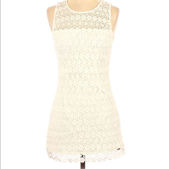 Hollister size 5 white sleeveless midi dress lace - Picture 1 of 6